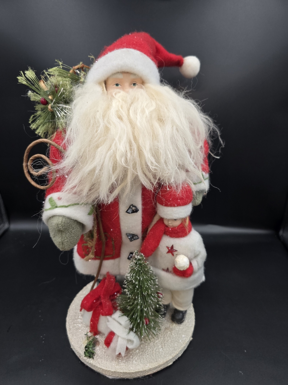 Kirklands Red and White Santa with Child Holiday Figurine